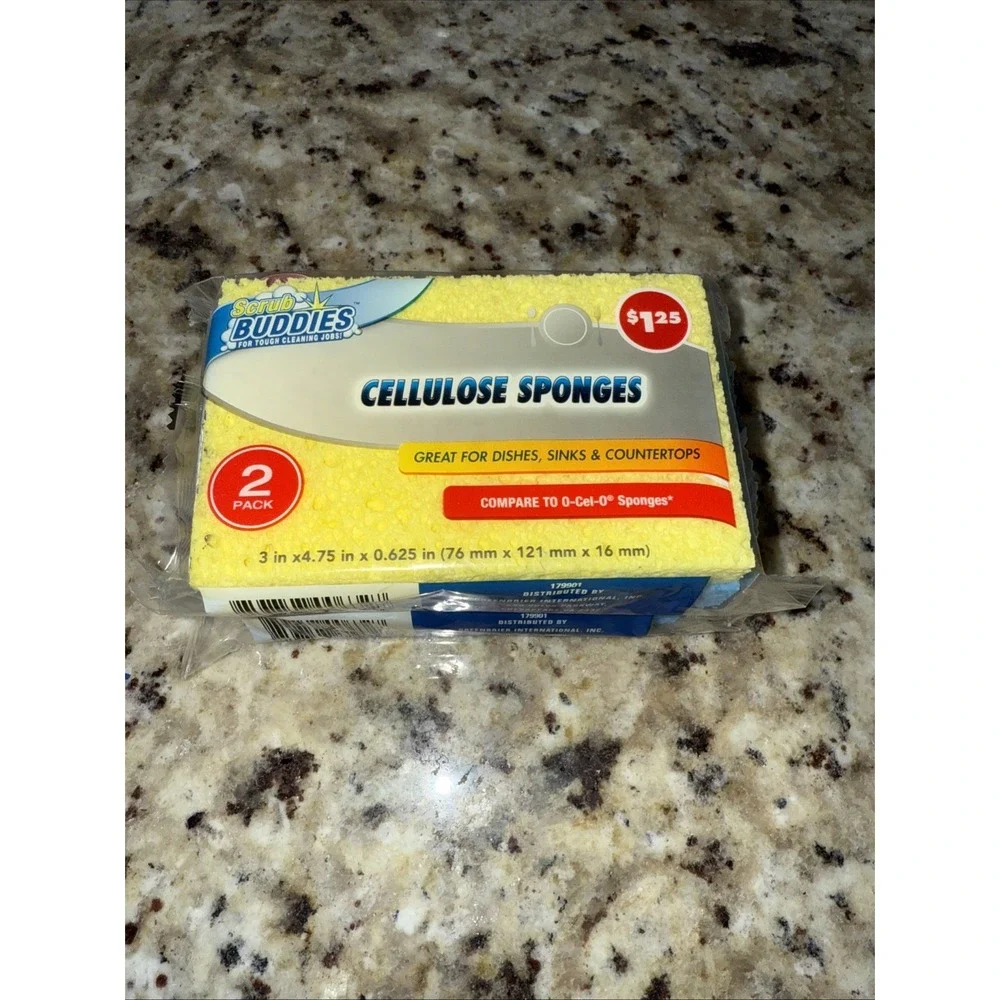 2-2pk (total 4)Scrub Buddies Cellulose‎ Sponges for Dishes Sinks Countertops5053